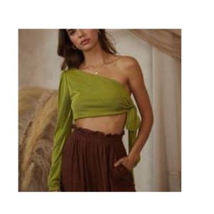 Endless Blu one sleeve crop top